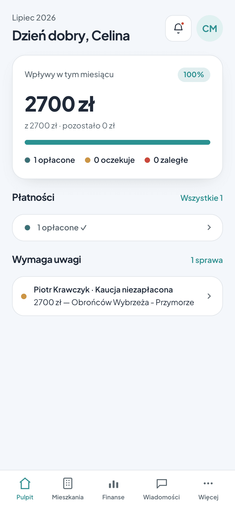 Pulpit Keyloo: wpływy w tym miesiącu, płatności i sprawy wymagające uwagi