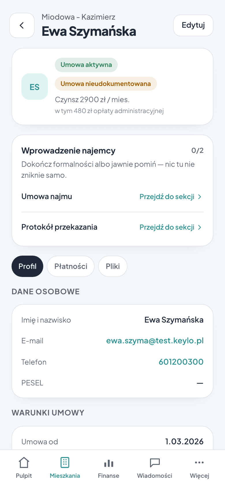 Wprowadzenie najemcy w Keyloo