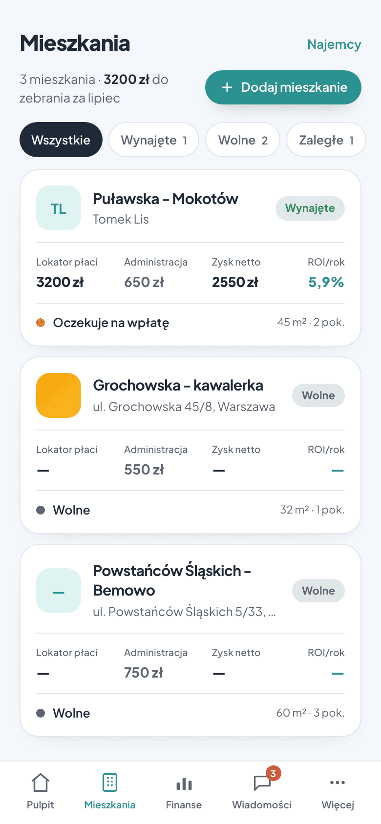 Lista mieszkań w Keyloo